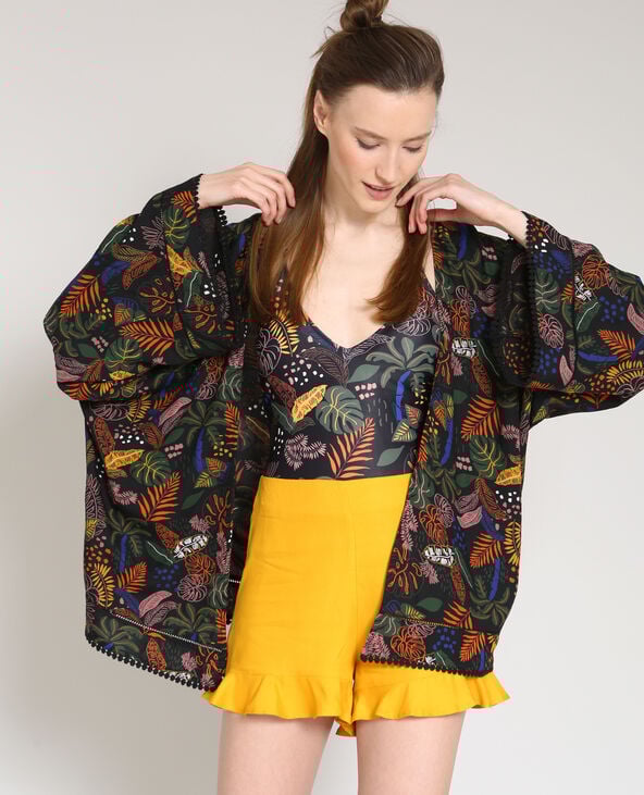 Kimono imprimé noir - Pimkie