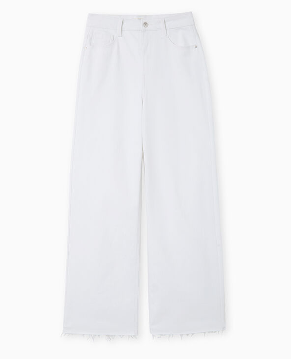 Jean wide taille haute bas coupés blanc - Pimkie