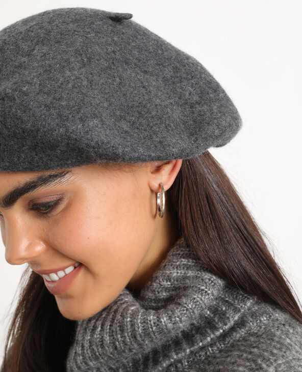 Béret en laine gris chiné - Pimkie