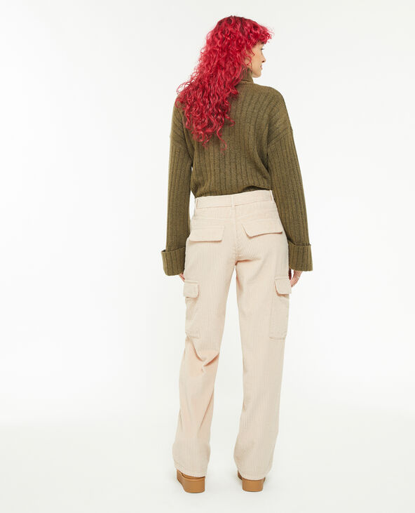 Pantalon cargo en velours grosses côtes sable - Pimkie