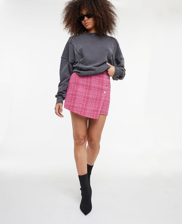 Jupe-short asymétrique en tweed rose - Pimkie