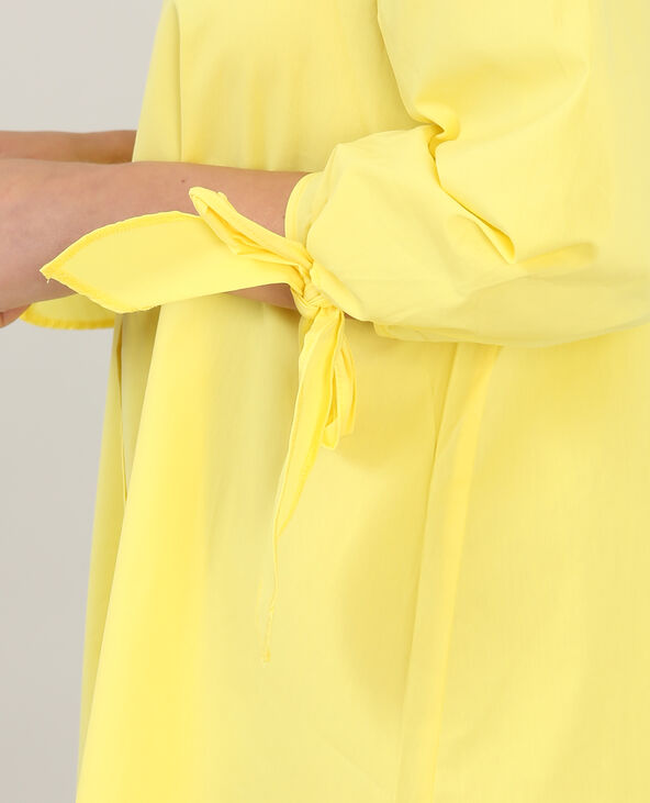 Robe boutonnée à col bardot jaune - Pimkie