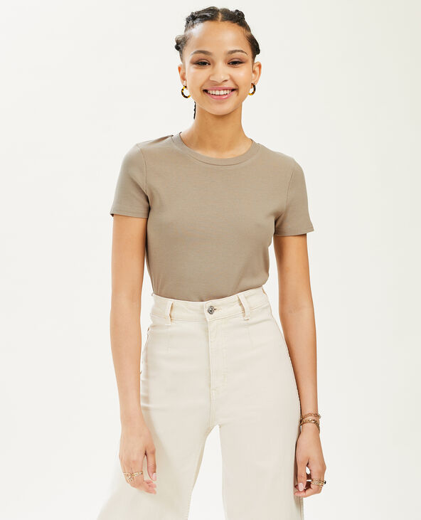Top maille côtelée taupe - Pimkie