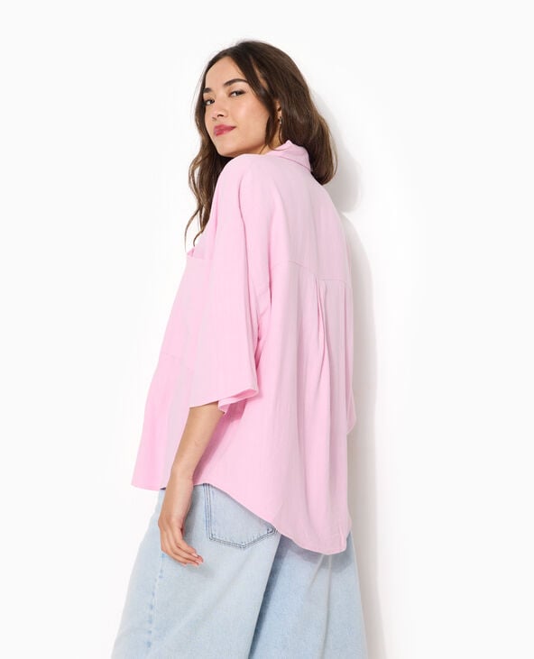 Chemise oversize avec lin rose - Pimkie