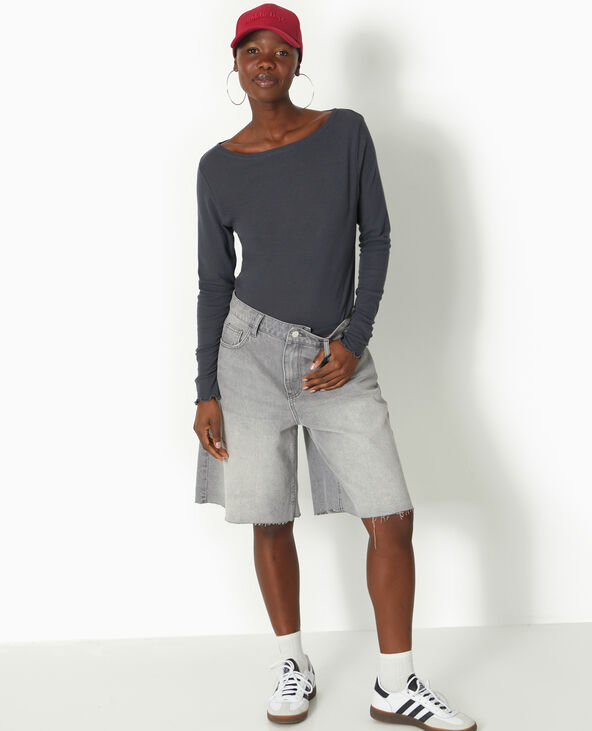 Top manches longues encolure bateau gris foncé - Pimkie