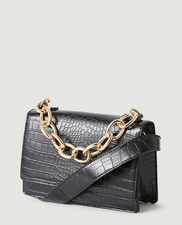 Sac bandoulière croco noir - Pimkie