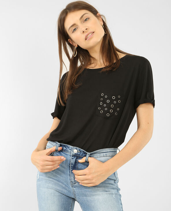 T-shirt oversize à poche rivetée noir - Pimkie