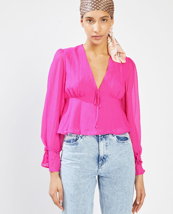 Blouse encolure V rose fuchsia - Pimkie