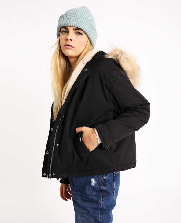 Parka courte à capuche noir - Pimkie