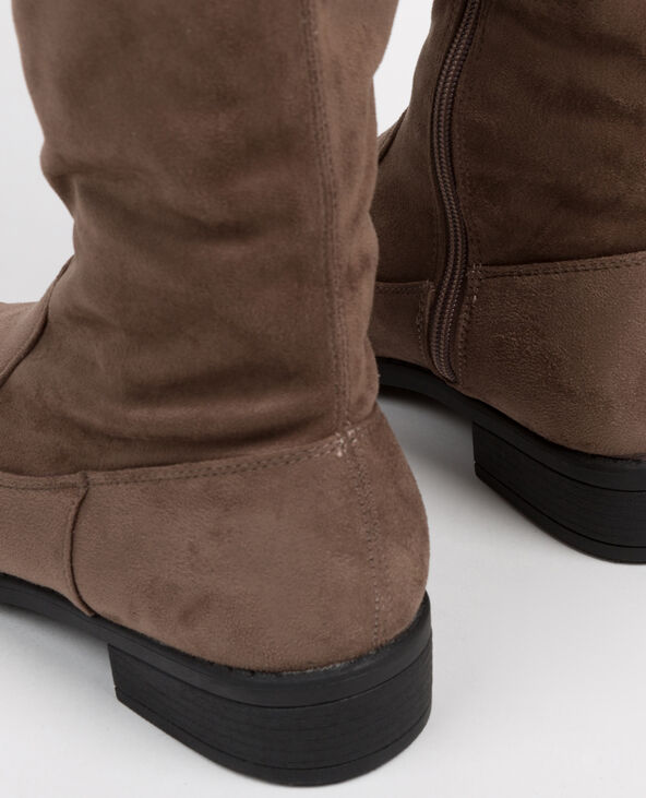 Bottes cuissardes microfibre taupe - Pimkie