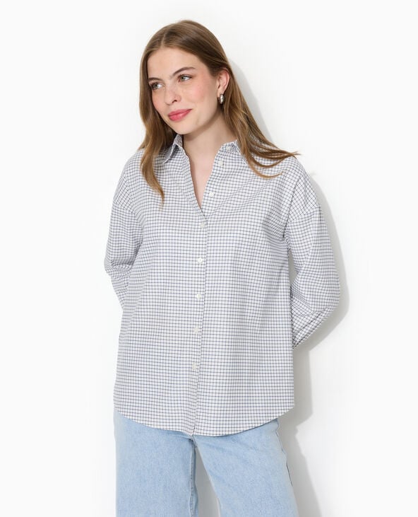 Chemise ample et droite à carreaux bleu - Pimkie