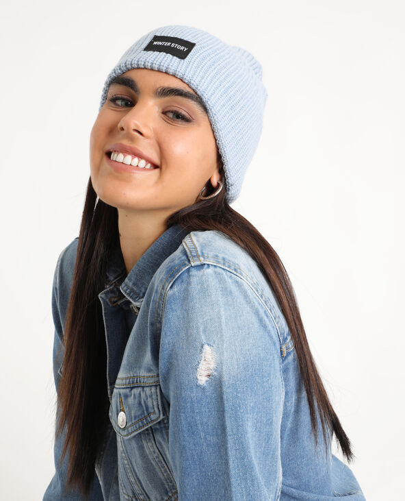 Bonnet à revers bleu - Pimkie
