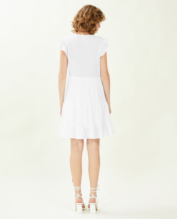 Robe courte tissu gaufré blanc - Pimkie