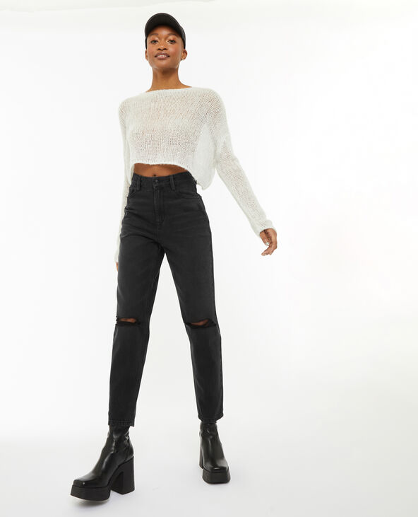 Jean mom taille haute trashé noir - Pimkie
