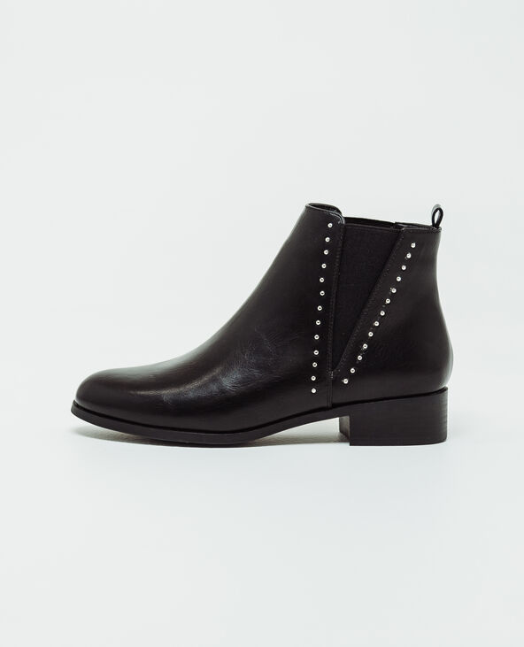 Bottines en faux cuir noir - Pimkie