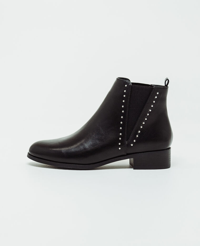 Bottines en faux cuir noir - Pimkie