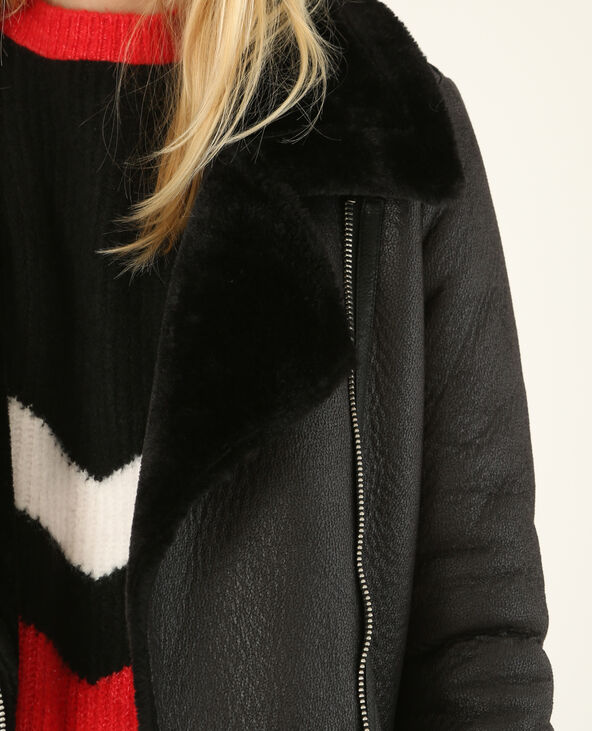 Blouson simili peau huilée noir - Pimkie