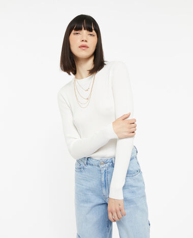Pull en maille col rond blanc - Pimkie