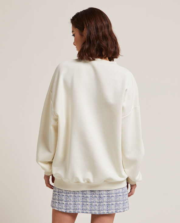 Sweat col rond oversize beige - Pimkie
