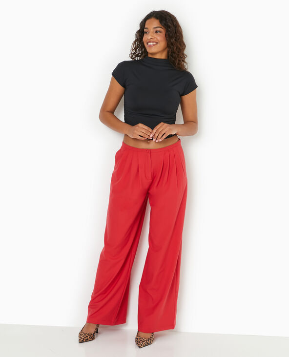 Pantalon large et droit avec pinces rouge - Pimkie