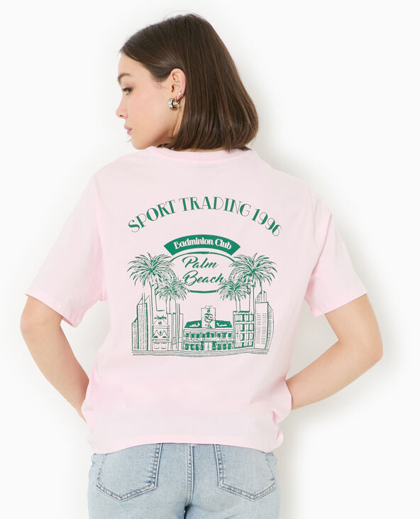 T-shirt ample avec print poitrine et dos rose clair - Pimkie