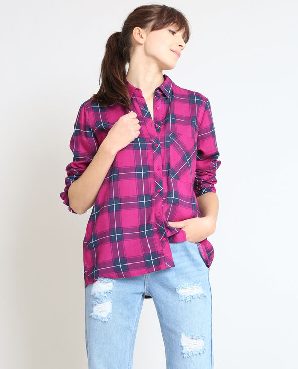 Chemise a sales carreaux femme rose