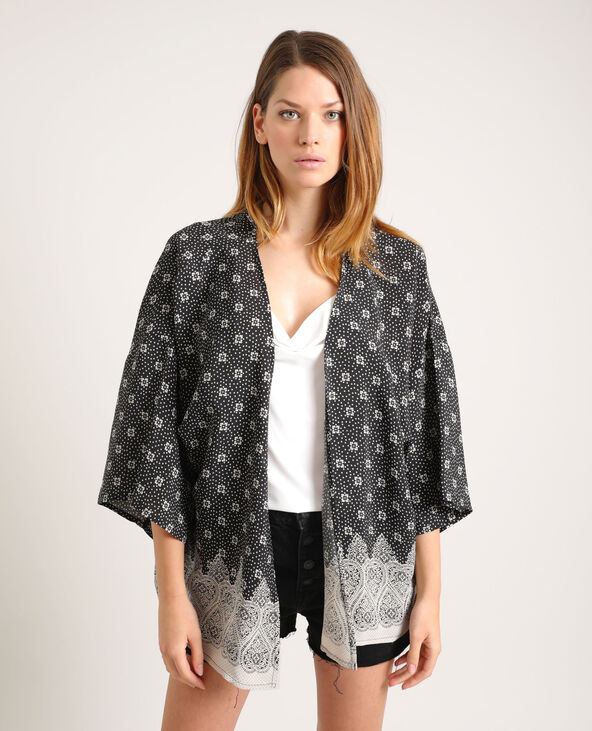 Kimono imprimé noir - Pimkie