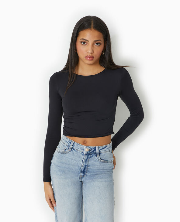 Top manches longues avec dos ouvert noir - Pimkie