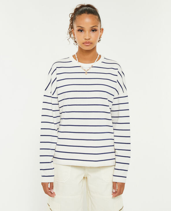 T-shirt marinière à manches longues blanc - Pimkie