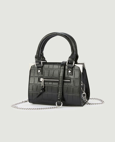 Sac boxy effet croco noir - Pimkie