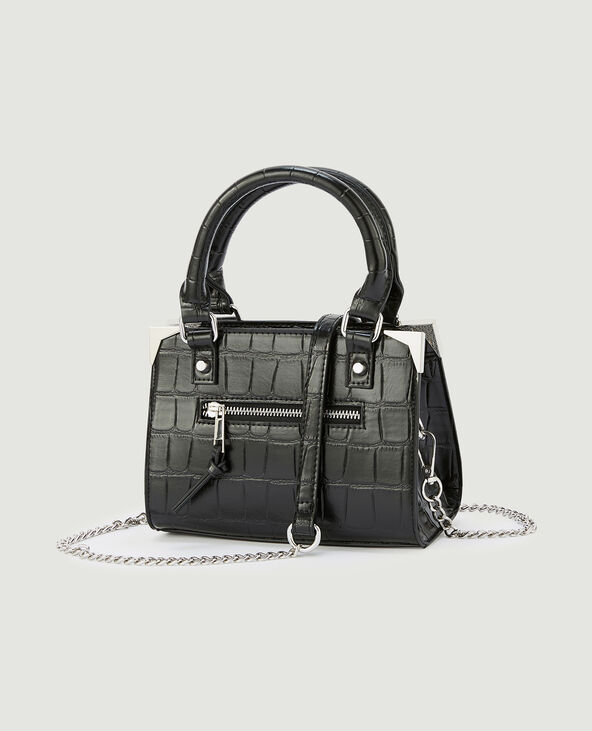 Sac boxy effet croco noir - Pimkie