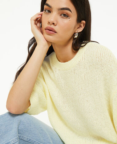 Pull manches courtes jaune - Pimkie