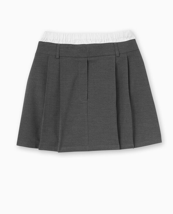 Jupe courte plissée effet caleçon apparent gris - Pimkie