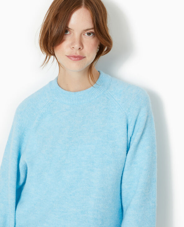 Pull oversize col rond manches raglan bleu turquoise - Pimkie
