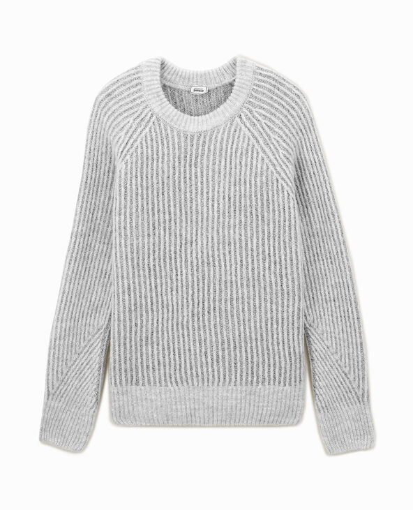 Pull en maille côtelée effet rayé gris chiné - Pimkie