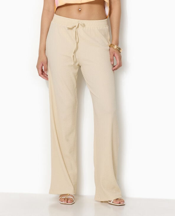 Pantalon large en tissu reliefé blanc - Pimkie