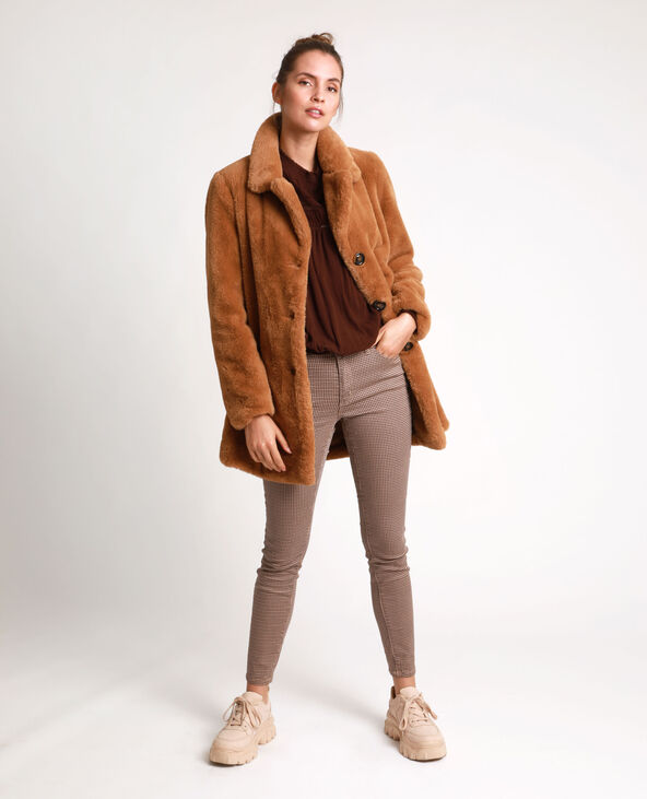 Manteau en fausse fourrure marron - Pimkie