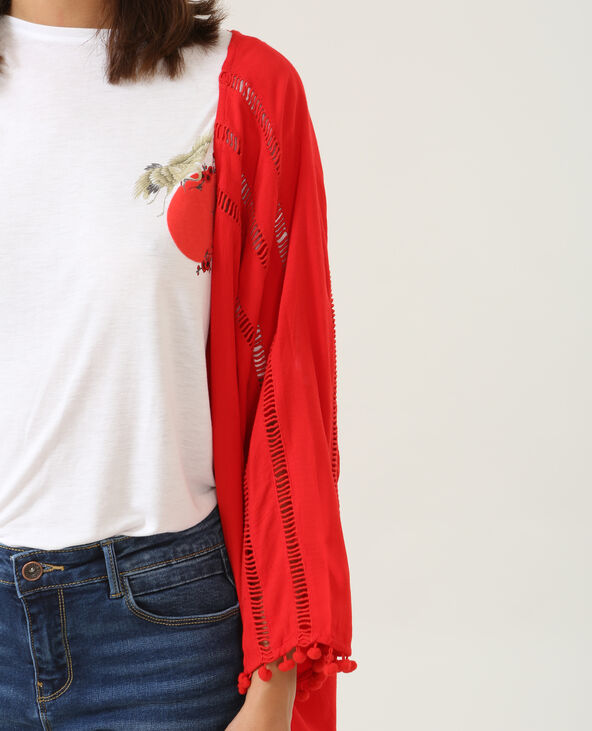 Gilet à pompons rouge - Pimkie