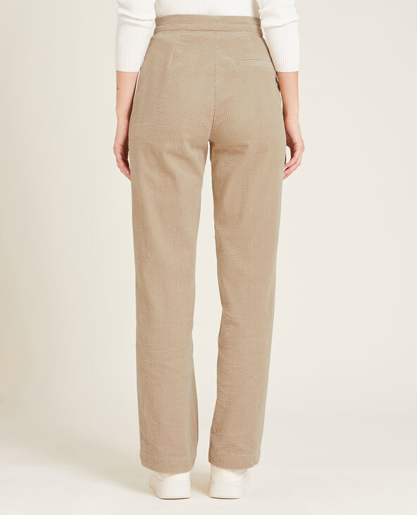 Pantalon droit en velours côtelé taupe - Pimkie
