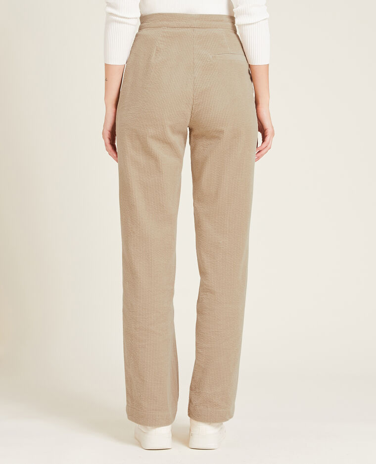 Pantalon droit en velours côtelé taupe - Pimkie