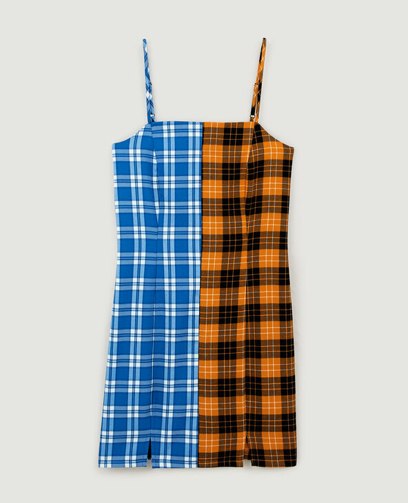 Robe bicolore à carreaux orange - Pimkie