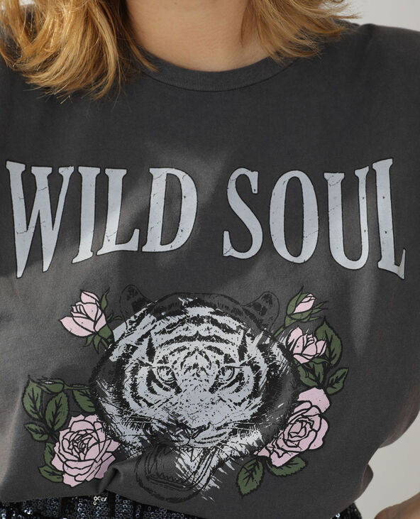 T-shirt à épaulettes gris foncé - Pimkie