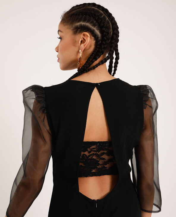 Robe manches organza noir - Pimkie
