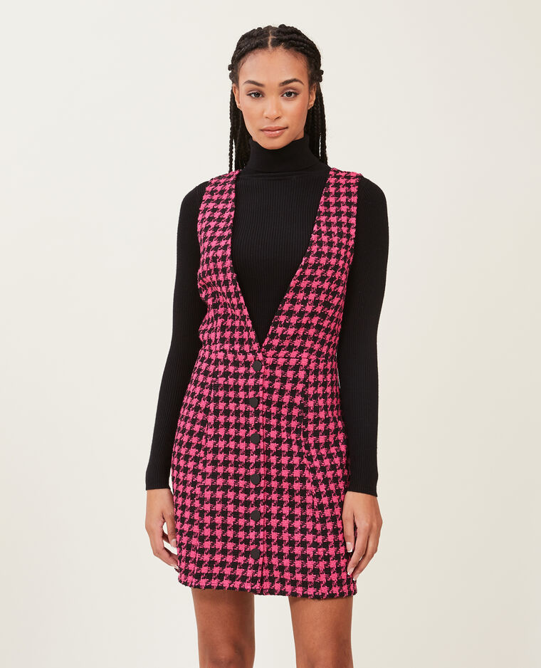 Robe en tweed avec boutons rose - Pimkie