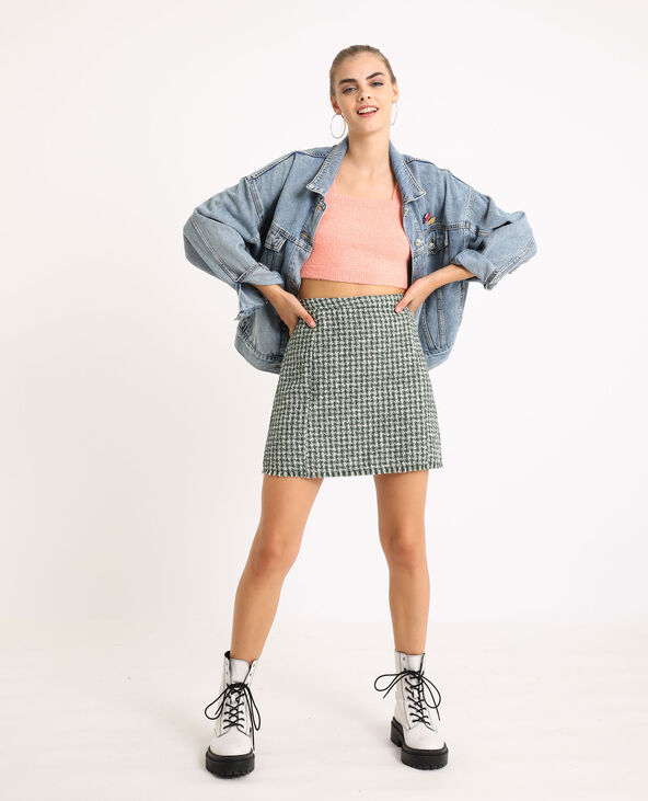 Jupe courte tweed vert de gris - Pimkie