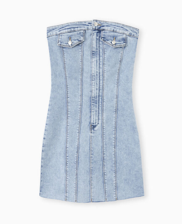 Robe courte forme bustier en jean bleu clair - Pimkie