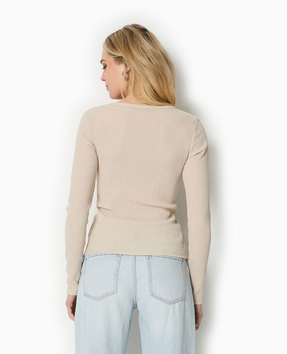 T-shirt manches longues effet gilet beige - Pimkie