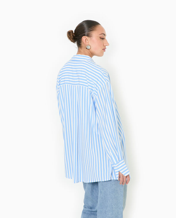 Chemise rayée oversize en tissu fluide bleu - Pimkie