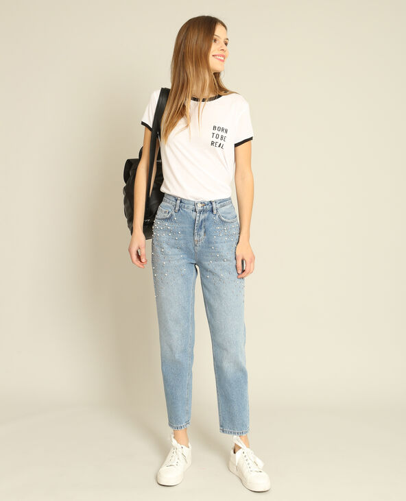 T-shirt Born to be real blanc - Pimkie