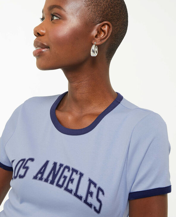 T-shirt manches courtes avec bords contrastés bleu - Pimkie